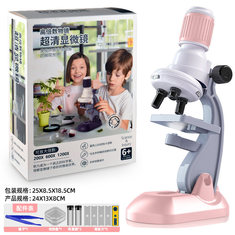 Kids Mini Pocket Microscope Kit 60-120x Lab Handheld Microscope