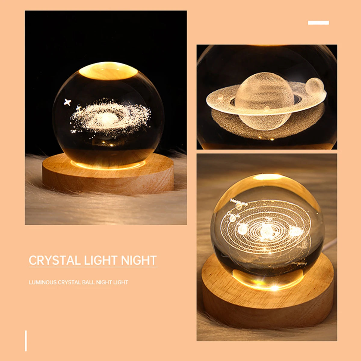 Glowing Planetary Galaxy Crystal Ball Night Light - Perfect Creative Decor Gift for Home and Bedroom