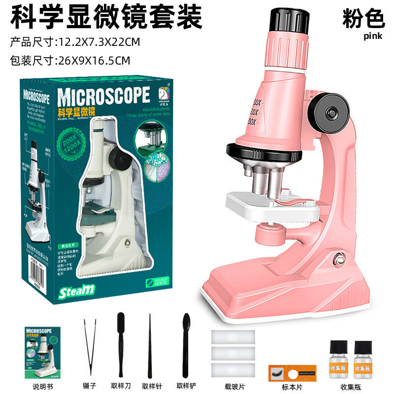 Kids Mini Pocket Microscope Kit 60-120x Lab Handheld Microscope