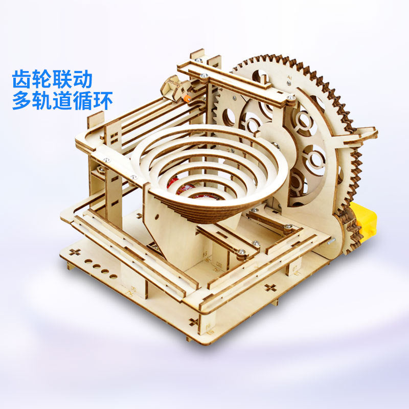 Wooden jigsaw three-dimensional assembly mechanical track ball diy3d toys adults and children difficult mortise and tenon