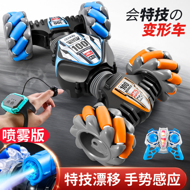 Remote control gesture sensing twist car light music horizontal spray stunt deformation off-road climbing drift car