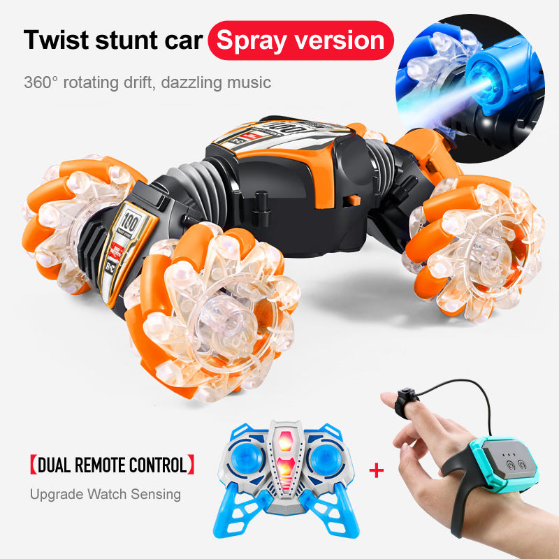 Remote control gesture sensing twist car light music horizontal spray stunt deformation off-road climbing drift car