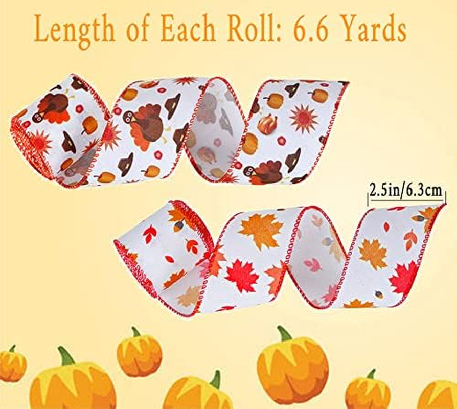 Thanksgiving Ribbon Thanksgiving Burlap Ribbons for Thanksgiving Decoration DIY Wrapping Wedding Floral Bows Crafts (Thanksgiving Style 6.3Width)