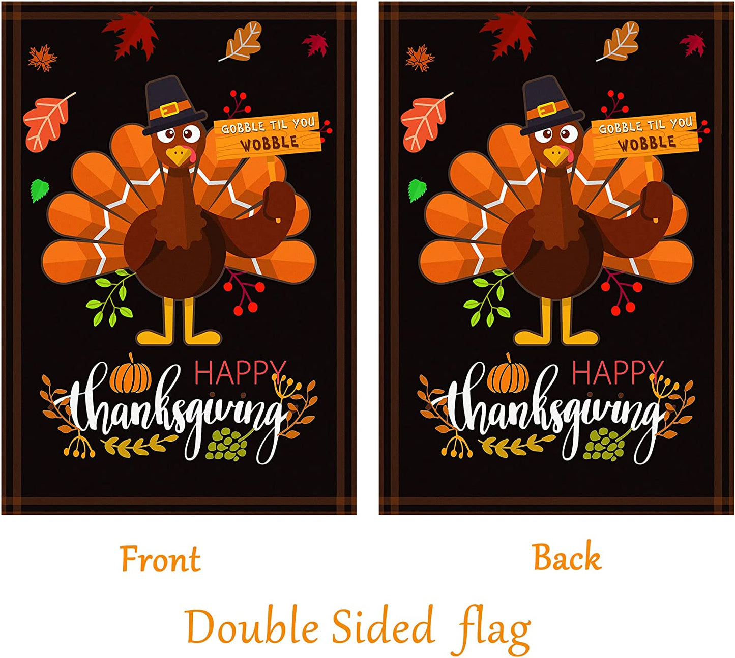 Happy Thanksgiving Flags,Thanksgiving Garden Flag 28 X 40 Inch Thanksgiving House Flag Double-Sided 2 Layer Thanksgiving Turkey House Flag for Thanksgiving Decoration