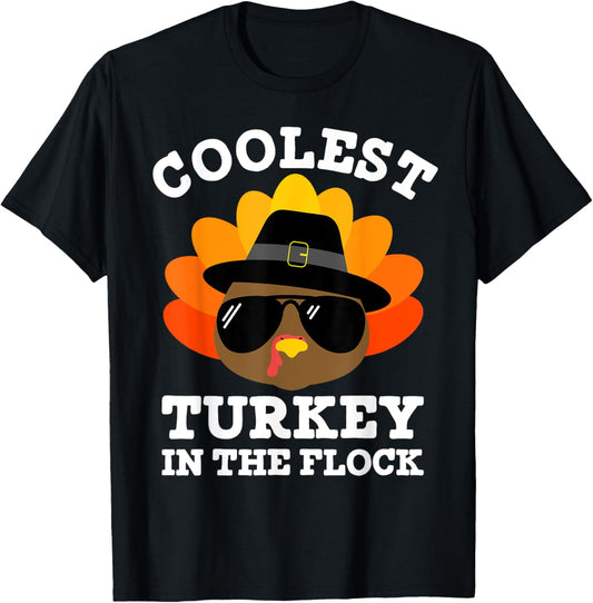 Thanksgiving for Men Boys Toddler Kids Coolest Turkey T-Shirt