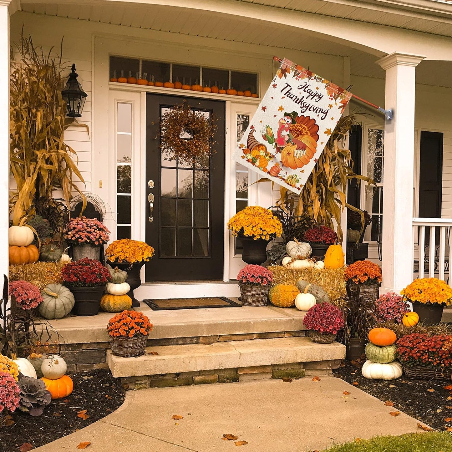 Thanksgiving Flag, Thanksgiving Flags 28X40 Double Sided, Burlap Thanksgiving House Flag, Happy Thanksgiving Flags for Outdoors, Funny Thanksgiving Turkey Flag, Thanksgiving Flag