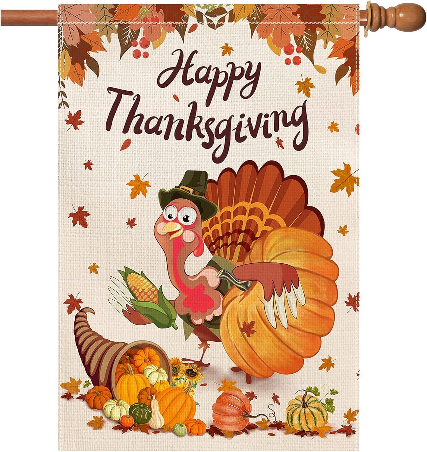 Thanksgiving Flag, Thanksgiving Flags 28X40 Double Sided, Burlap Thanksgiving House Flag, Happy Thanksgiving Flags for Outdoors, Funny Thanksgiving Turkey Flag, Thanksgiving Flag