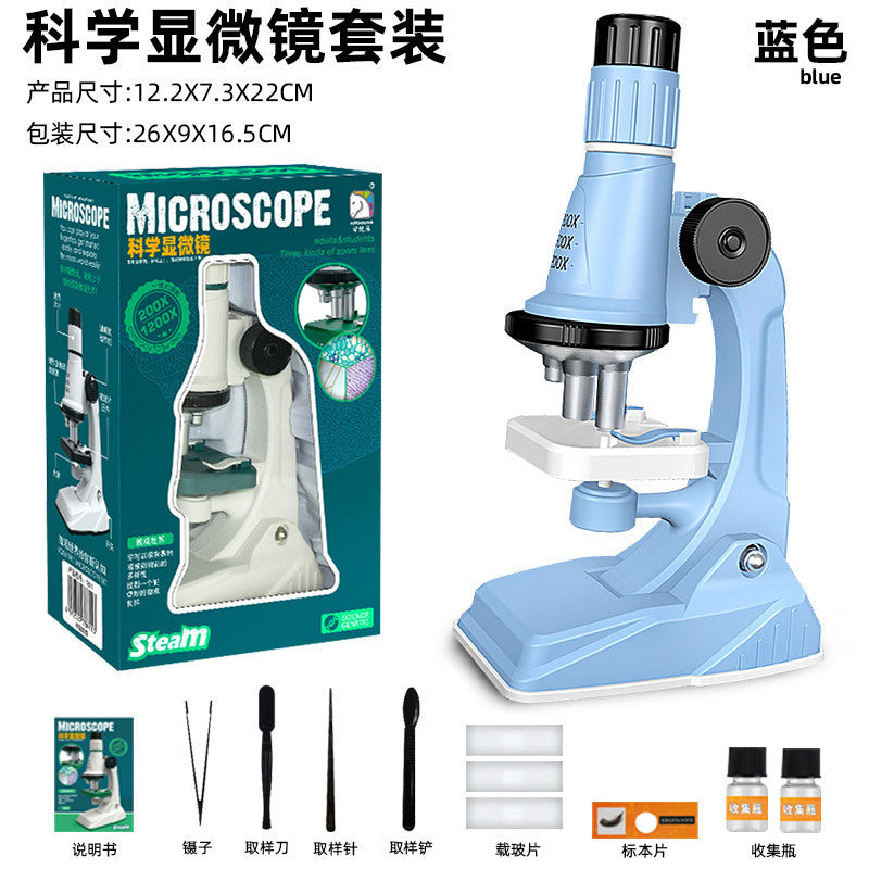 Kids Mini Pocket Microscope Kit 60-120x Lab Handheld Microscope