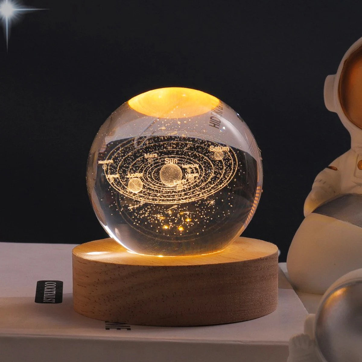 Glowing Planetary Galaxy Crystal Ball Night Light - Perfect Creative Decor Gift for Home and Bedroom