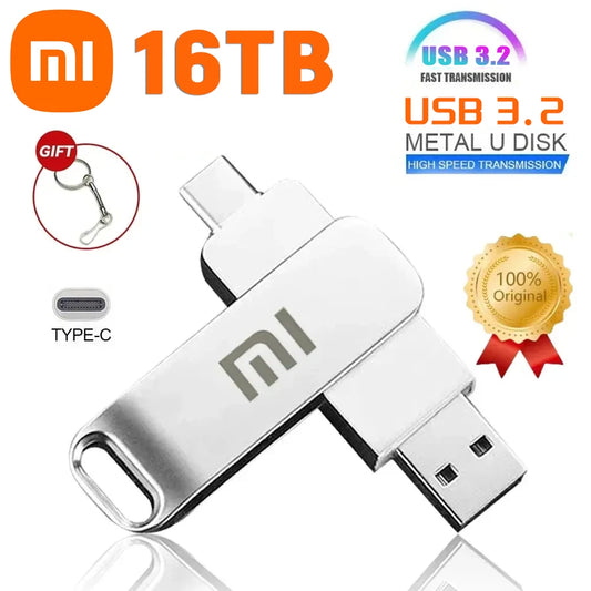 Xiaomi 16TB USB 3.2 Flash High-Capacity Drives High Speed Transfer Pendrive Memory Card Pendrive Flash Disk Memoria Waterproof