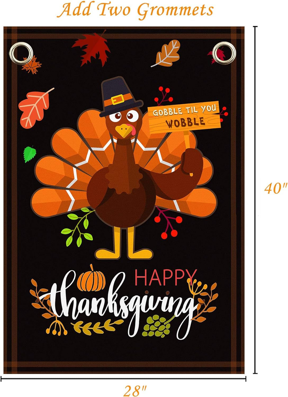 Happy Thanksgiving Flags,Thanksgiving Garden Flag 28 X 40 Inch Thanksgiving House Flag Double-Sided 2 Layer Thanksgiving Turkey House Flag for Thanksgiving Decoration