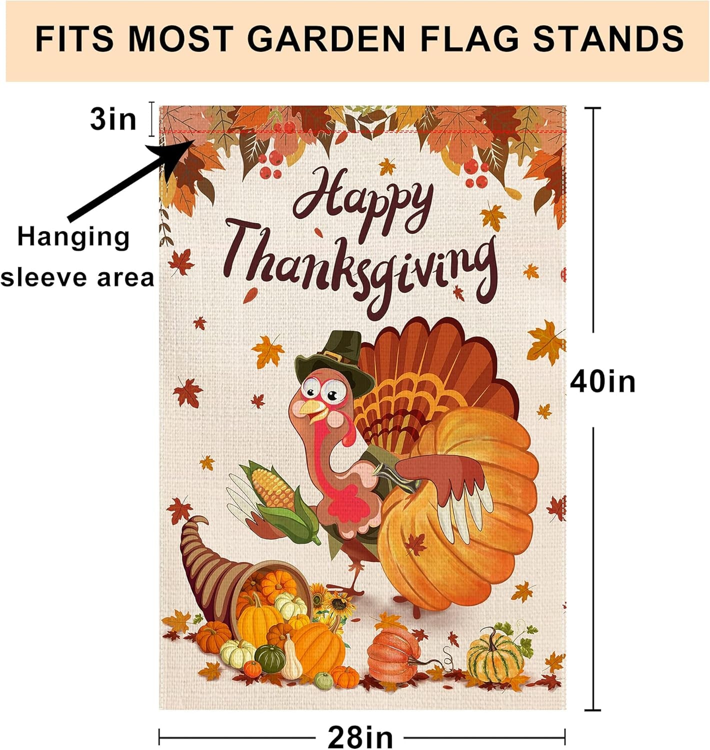 Thanksgiving Flag, Thanksgiving Flags 28X40 Double Sided, Burlap Thanksgiving House Flag, Happy Thanksgiving Flags for Outdoors, Funny Thanksgiving Turkey Flag, Thanksgiving Flag