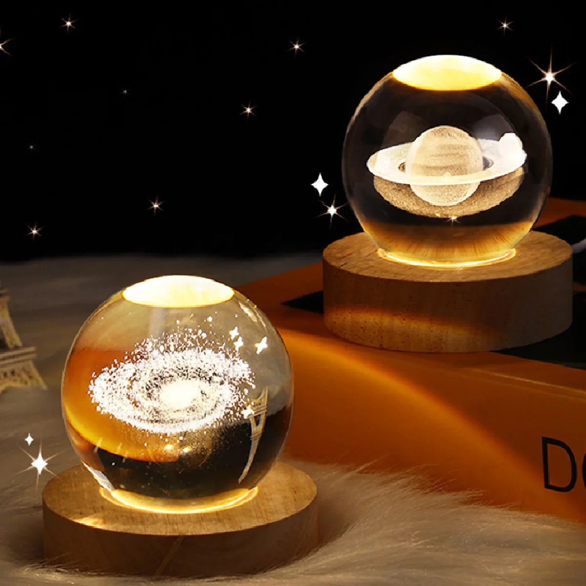 Glowing Planetary Galaxy Crystal Ball Night Light - Perfect Creative Decor Gift for Home and Bedroom