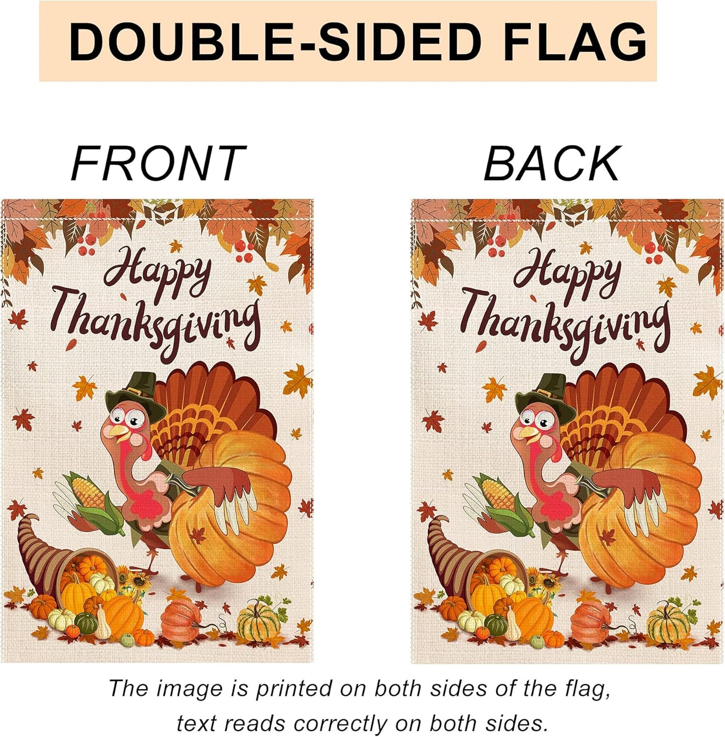 Thanksgiving Flag, Thanksgiving Flags 28X40 Double Sided, Burlap Thanksgiving House Flag, Happy Thanksgiving Flags for Outdoors, Funny Thanksgiving Turkey Flag, Thanksgiving Flag